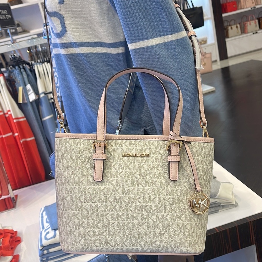 MICHAEL KORS 
Jet Set Travel Extra-Small Logo Top-Zip Tote Bag
Powder Blush
NWT - Picture 14 of 16